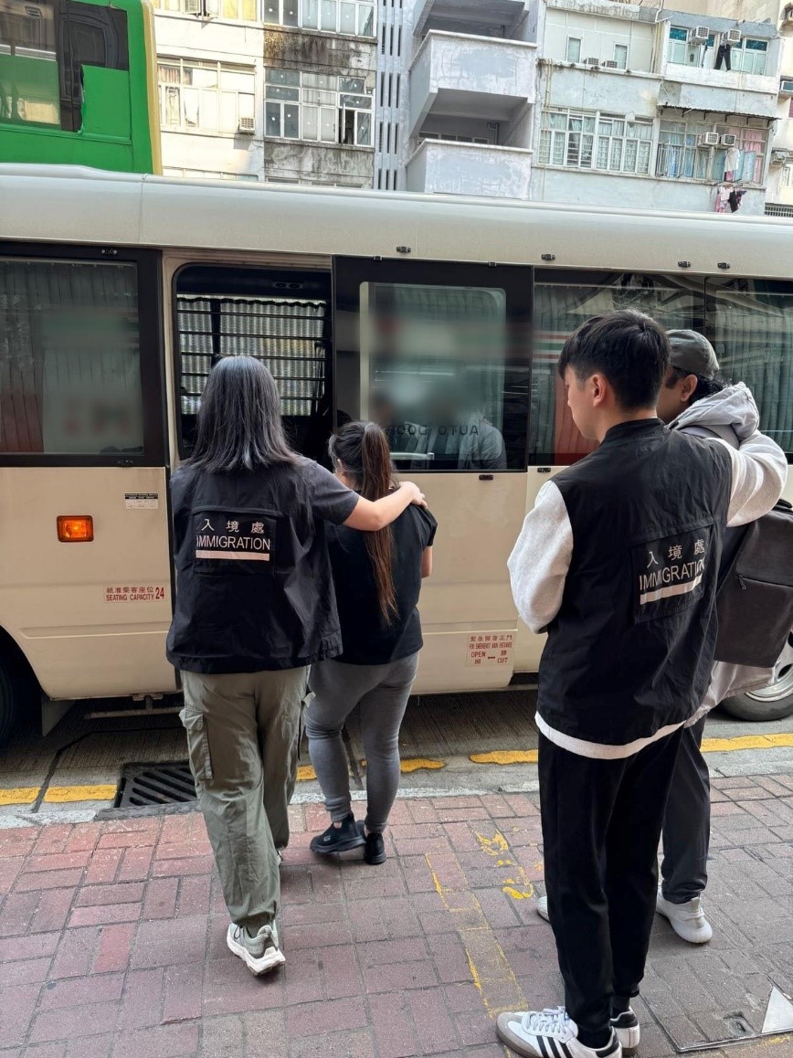 Photo shows suspected illegal workers arrested during the operation