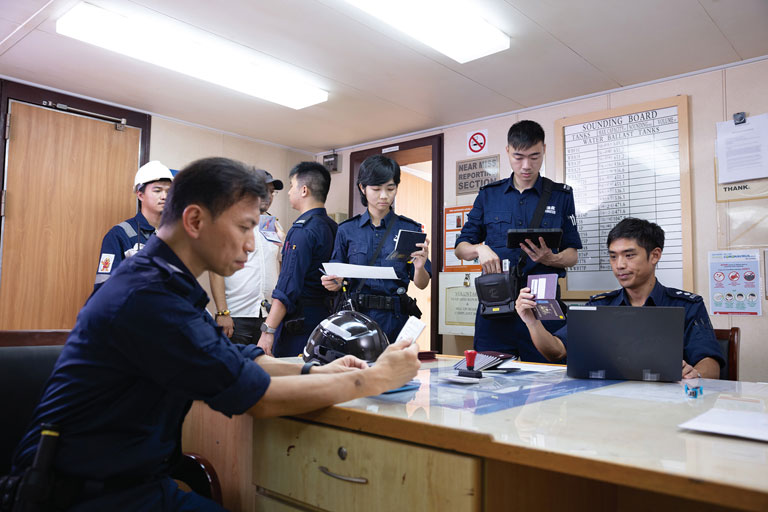 The Ship Searching Unit conducts spot checks on vessels in Hong Kong waters regularly to detect cases of evasion of immigration examination, forgery, illegal immigration, overstaying, etc.